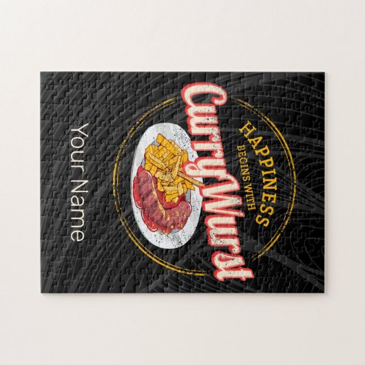 Currywurst Retro worst frietjes Legpuzzel (Horizontaal)