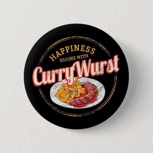Currywurst Retro worst  frietjes Ronde Button 5,7 Cm (Voorkant)
