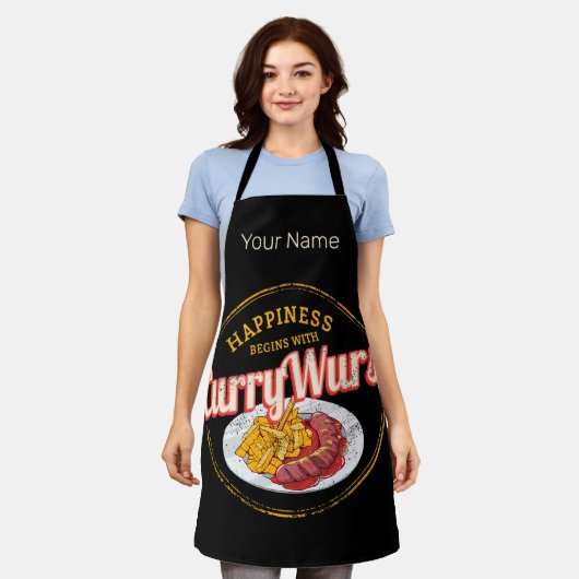 Currywurst Retro worst  frietjes Schort (Gedragen)