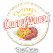 Currywurst Retro worst frietjes Sticker (Voorkant)