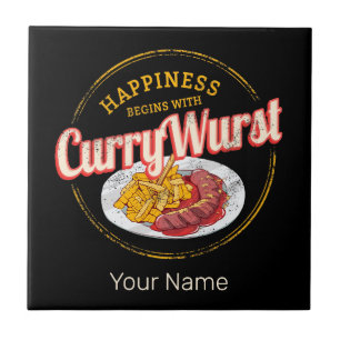 Currywurst Retro worst frietjes Tegeltje