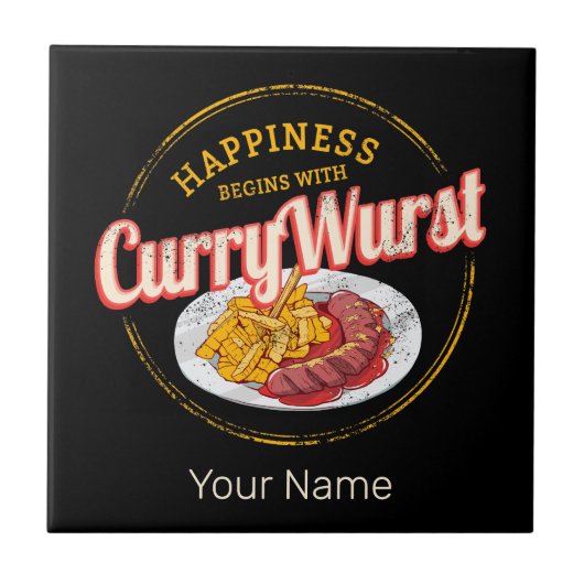 Currywurst Retro worst frietjes Tegeltje (Voorkant)