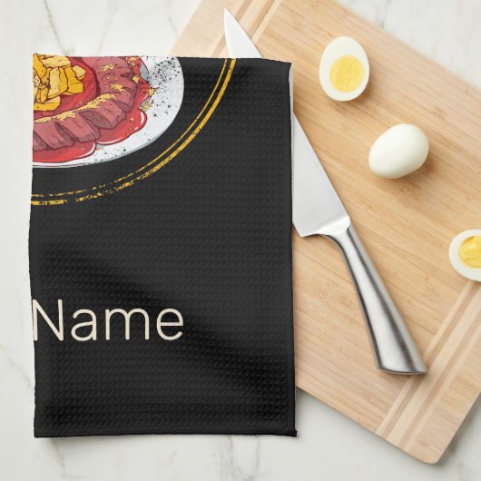 Currywurst Retro worst  frietjes Theedoek (Quarter Fold)