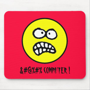 Cursed Computer Funny Angry Face en Cuss Words Muismat
