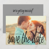 Cursief beeld sparen de Datum de Fotokaart van het Save The Date (Voorkant / Achterkant)