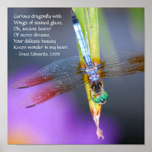 Cursief Dragonfly-gedicht - poster/afdruk Poster