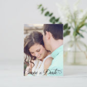 Cursief Hart Save The Date Briefkaart (Staand voorkant)