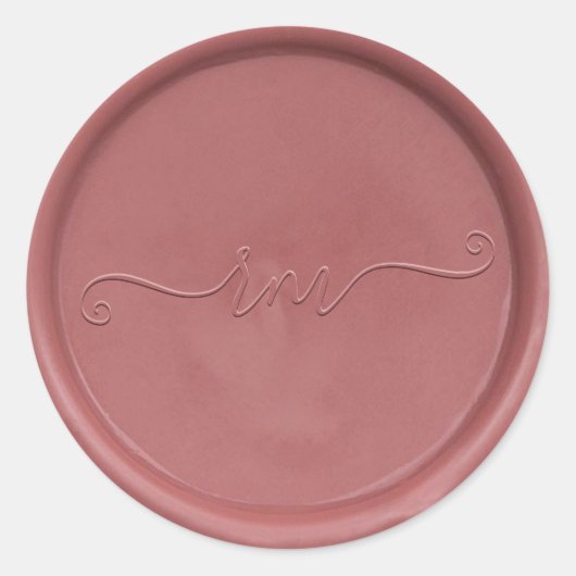 Cursief Initiaal  Roos Wax Seal Sticker (Voorkant)