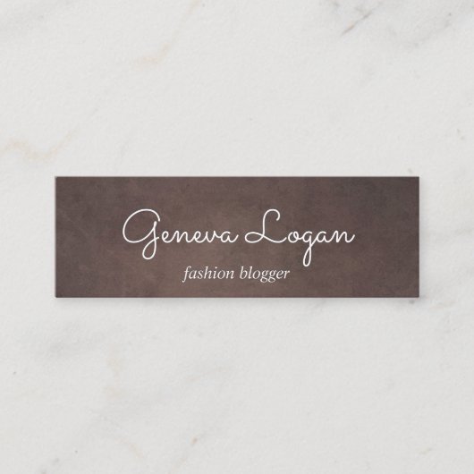 Cursief lettertype | Achtergrond bruine textuur Mini Visitekaartje (Voorkant)