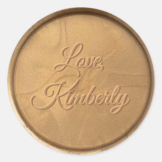 Cursief met Antiek goudwaszegel voor de liefhebber Ronde Sticker (Voorkant)
