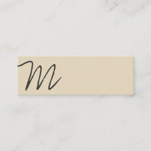 Cursief monogram   Asymmetrisch (beige) Mini Visitekaartje