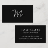 Cursief monogram op zwart visitekaartje (Voorkant / Achterkant)