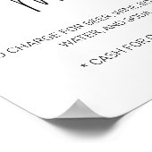 Cursief Script Beperkt Bar Drankkaart Huwelijk Poster (Hoek)