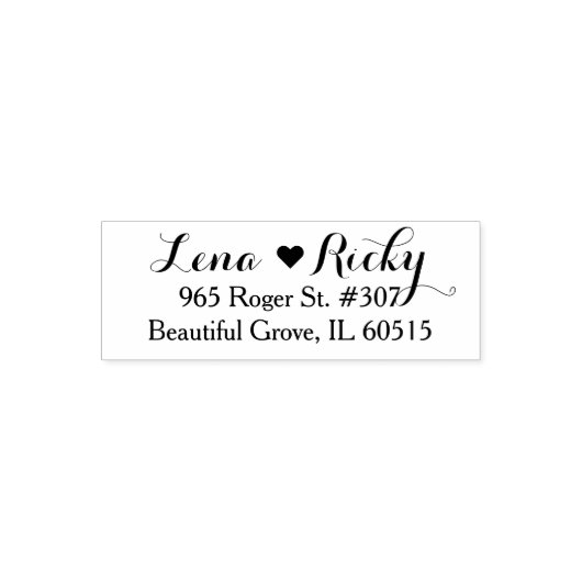 Cursief Script Heart Monogram Retouradres Zelfinktende Stempel (Design)