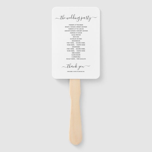 Cursief script kalligrafie bruiloft programma handwaaier (Achterkant)