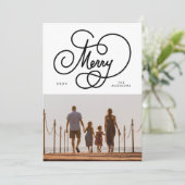 Cursief Script Vrolijk bloeien Foto Vakantie Feestdagenkaart (Staand voorkant)