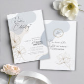 Cursieve Bloemen 10e Jubileum Dusty Blue ID1168 Kaart