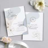 Cursieve Bloemen 60e Jubileum Dusty Blue ID1168 Kaart