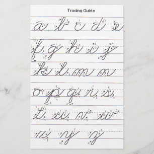Cursieve handleiding voor kleine letters briefpapier