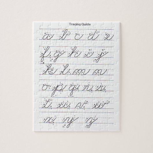 Cursieve handleiding voor kleine letters legpuzzel (Verticaal)