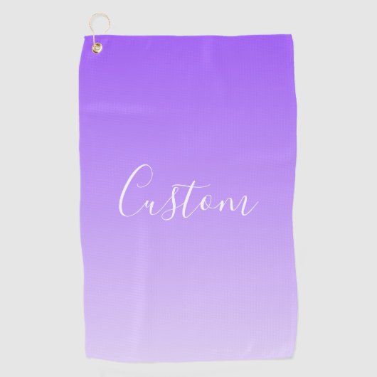 Cursieve scriptnaam en bewerkbare lichte Paarse om Golfhanddoek (Voorkant)