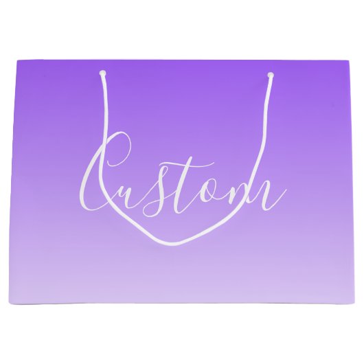 Cursieve scriptnaam en bewerkbare lichte Paarse om Groot Cadeauzakje (Voorkant)