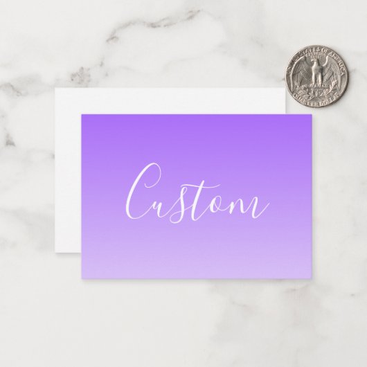 Cursieve scriptnaam en bewerkbare lichte Paarse om Notitiekaartje (Voorkant / Achterkant in situ)