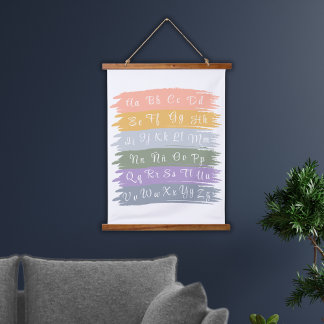 Cursieve Spaanse alfabet esthetische penseelstreke Hangend Wandkleed