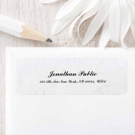 Cursieve Tekst Wit Marmer Moderne Eenvoudige Sjabl Etiket (Insitu)