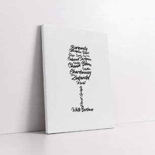 Cursieve wijntypografie in zwart-wit II Canvas Afdruk