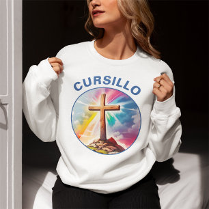 Cursillo Houten Kruis Met Regenboog en Wolken Trui