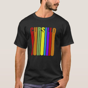 Cursillo kleurrijke langwerpige letters Christelij T-shirt