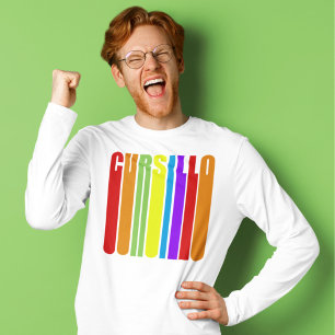 Cursillo kleurrijke langwerpige tekst Christelijk T-shirt