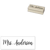 Cursive Docent's Naam Wood Art Stamp Rubberstempel (Gestempeld)