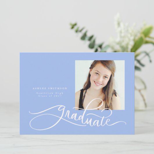 Cursive Faire-part Grad à main avec Trio (Debout devant)