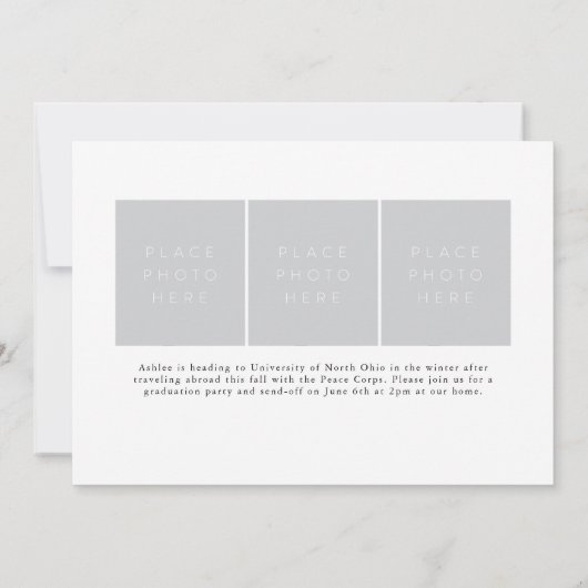 Cursive Faire-part Grad à main avec Trio (Dos)