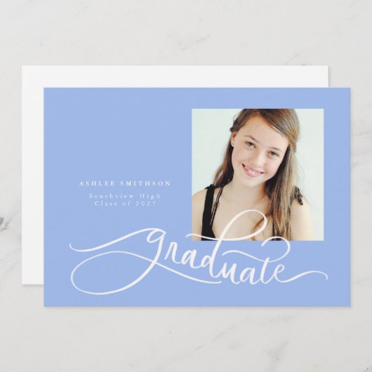 Cursive Faire-part Grad à main avec Trio (Devant / Derrière)