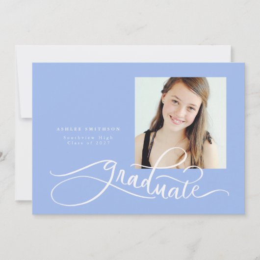 Cursive Handlettered Afstudeerder Aankondiging met (Voorkant)