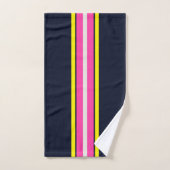 Cursive Navy Jaune Et Rose Chaud Rayé  (Serviette à main)