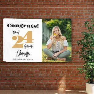 Cursus 2026 Goud Gefeliciteerd Afgestudeerde Foto Spandoek