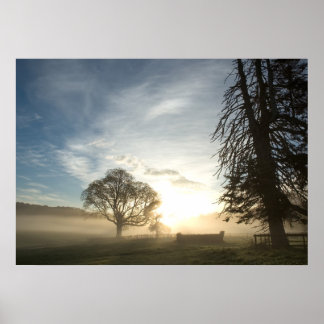 Cursus van het land over de ochtend poster