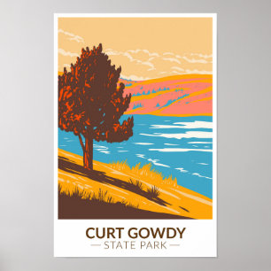 Curt Gowdy State Park Wyoming Retro Poster