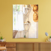 Curtain in the Wind Stretched Canvas Print (Insitu (Woonkamer))