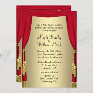 Curtains Theater Wedding Theme Uitnodiging
