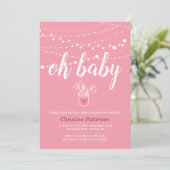 Curte String lights Baby shower rose Invitation (Debout devant)