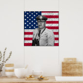 Curtis Lemay en de Amerikaanse vlag Poster (Keuken)