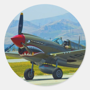 Curtis P-40 Warhawk Ronde Sticker
