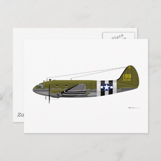 Curtiss C-46 Commando Invasion Stripes Briefkaart (Voorkant / Achterkant)