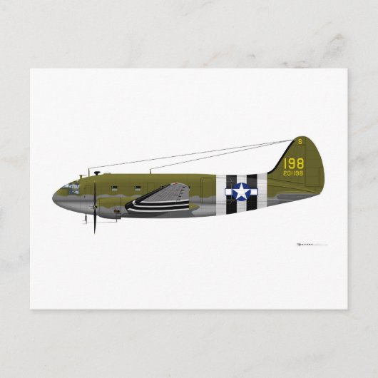 Curtiss C-46 Commando Invasion Stripes Briefkaart (Voorkant)