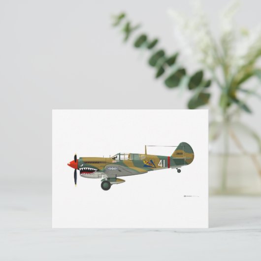 Curtiss P-40 Warhawk Briefkaart (Staand voorkant)
